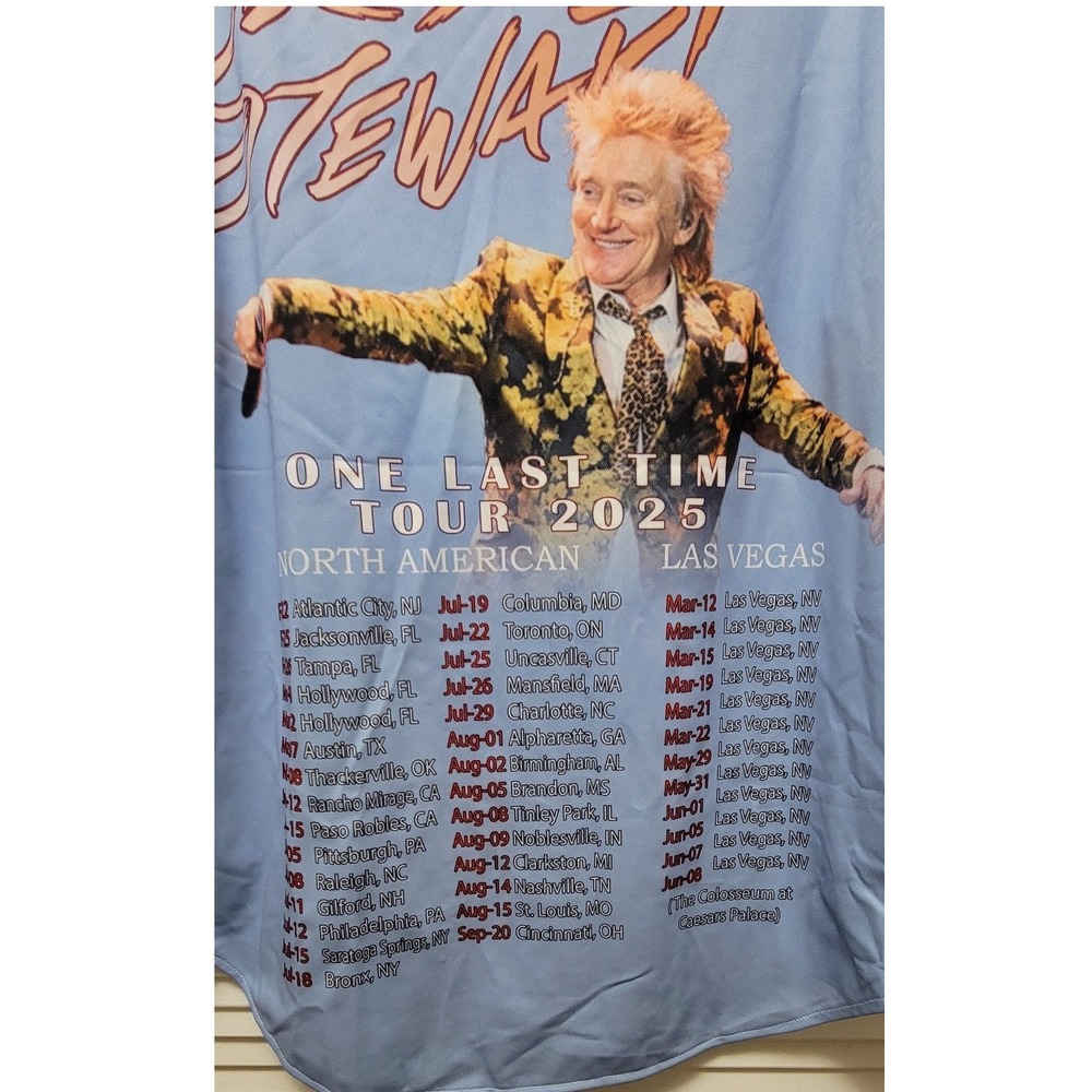 Rod Stewart One Last Time Tour 2025 Baseball Jersey Blue XL Concert Merch Shirt - Picture 5 of 6